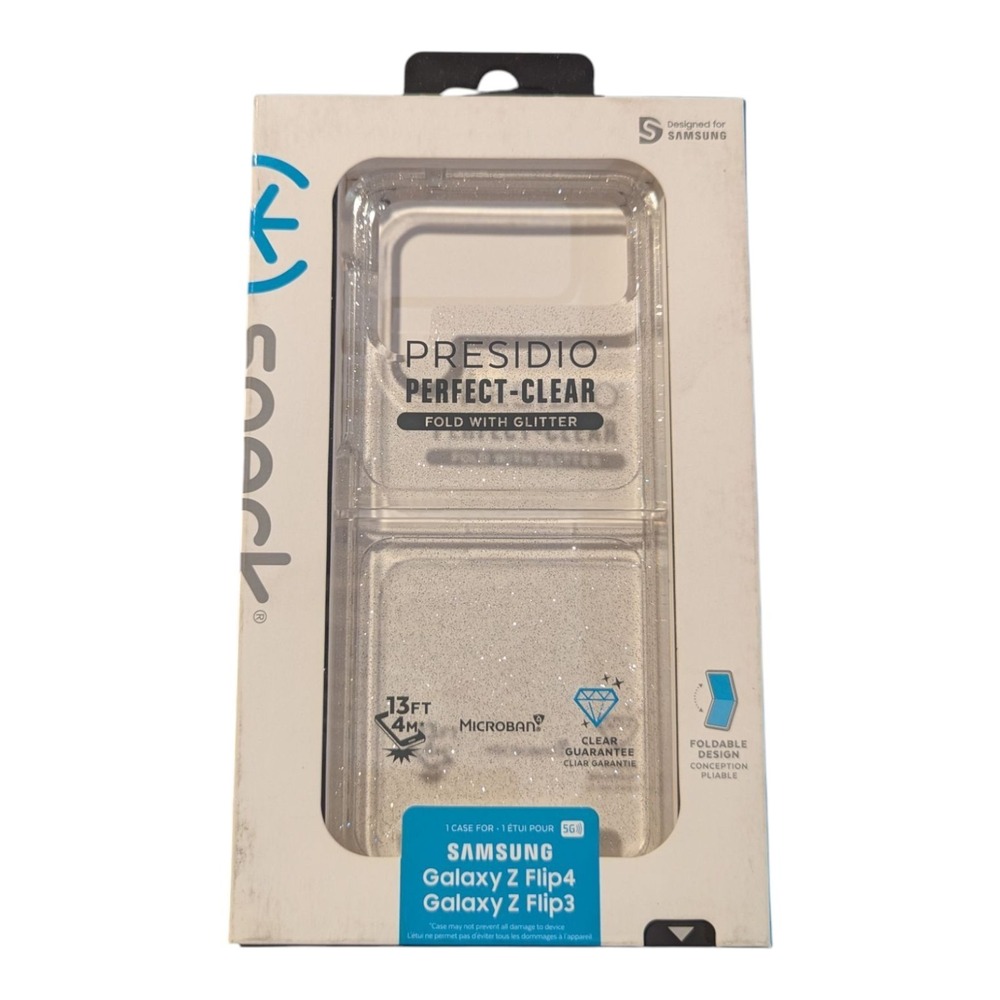 D5. Speck Presidio Perfect-Clear Samsung Galaxy Z Flip4 & Z Flip3 - Glitter